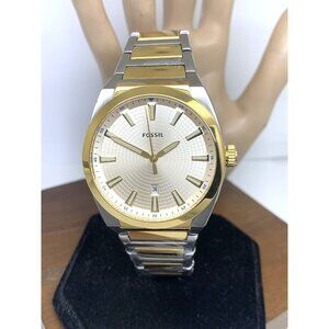Fossil Mens Watch FS5823 Everett Quartz Cream Dial Two Tone Stainless Steel 42mm